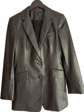 rag & bone Ash Blazer in Chocolate Brown Vegan Leather